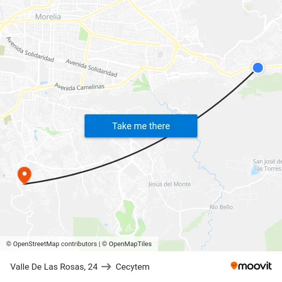 Valle De Las Rosas, 24 to Cecytem map