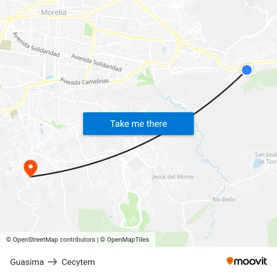 Guasima to Cecytem map