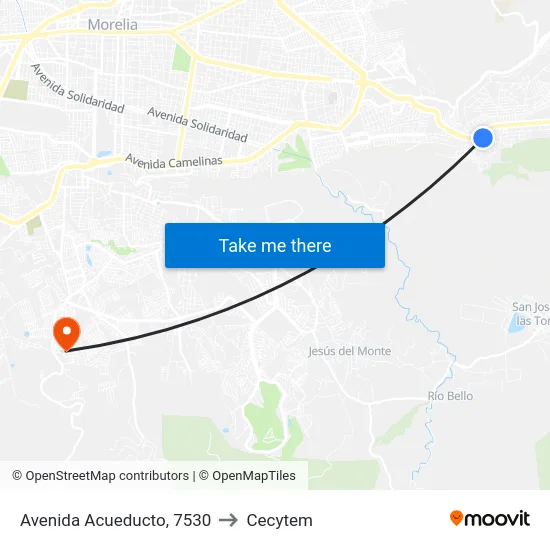 Avenida Acueducto, 7530 to Cecytem map