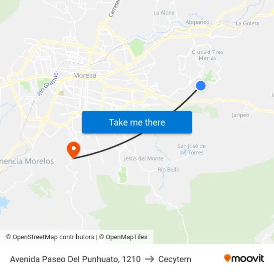 Avenida Paseo Del Punhuato, 1210 to Cecytem map