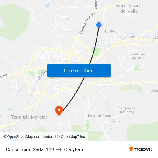 Concepción Sada, 119 to Cecytem map