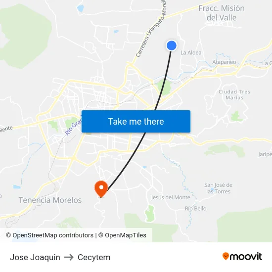 Jose Joaquin to Cecytem map