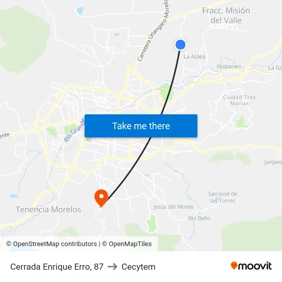 Cerrada Enrique Erro, 87 to Cecytem map