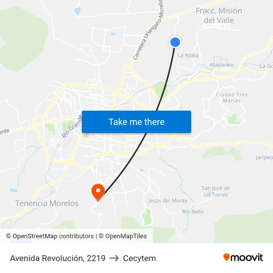 Avenida Revolución, 2219 to Cecytem map