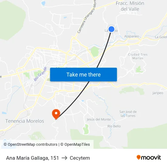 Ana María Gallaga, 151 to Cecytem map