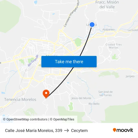 Calle José María Morelos, 339 to Cecytem map