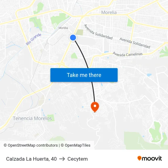 Calzada La Huerta, 40 to Cecytem map