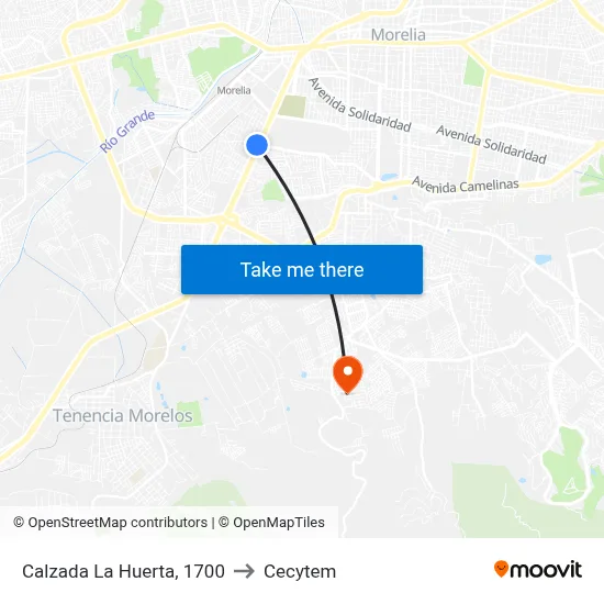 Calzada La Huerta, 1700 to Cecytem map