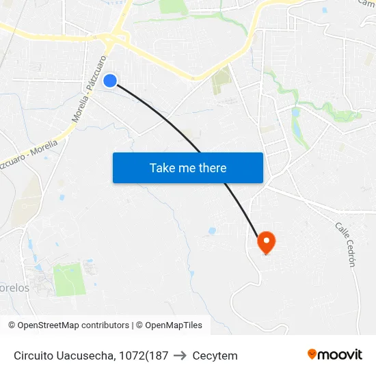 Circuito Uacusecha, 1072(187 to Cecytem map