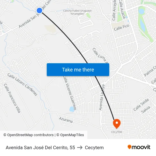 Avenida San José Del Cerrito, 55 to Cecytem map