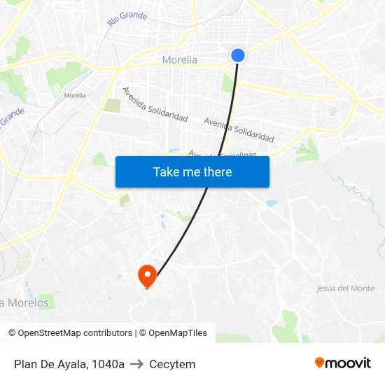 Plan De Ayala, 1040a to Cecytem map