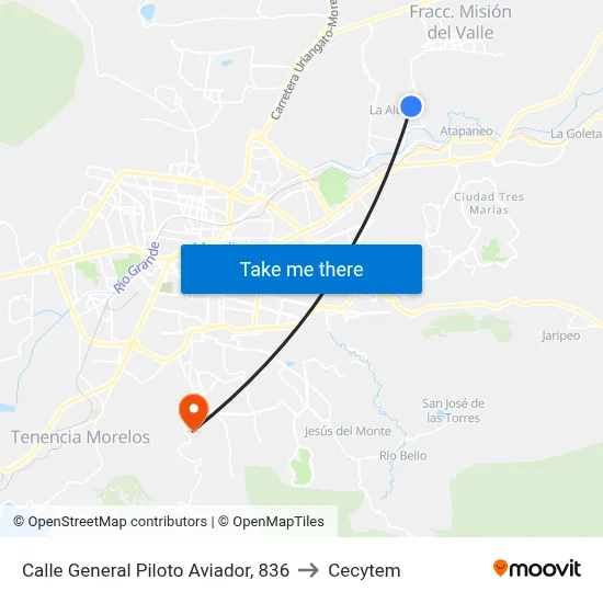Calle General Piloto Aviador, 836 to Cecytem map
