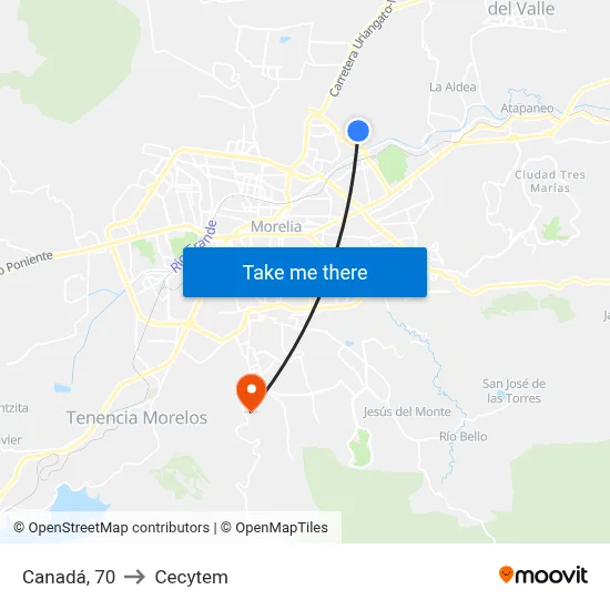 Canadá, 70 to Cecytem map