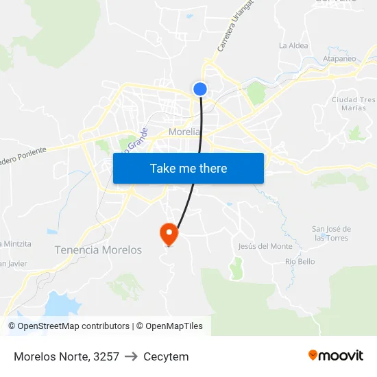 Morelos Norte, 3257 to Cecytem map