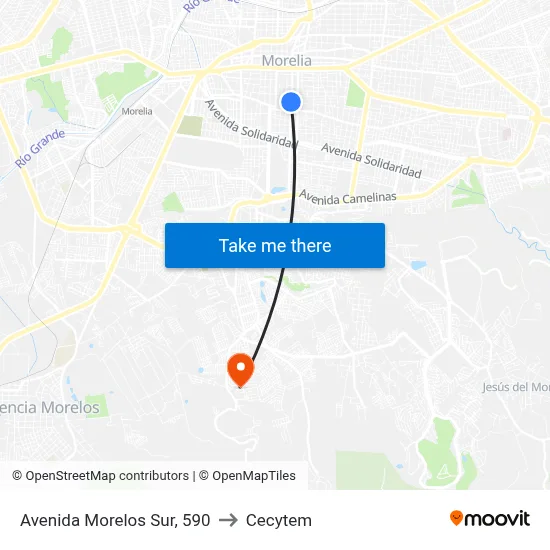 Avenida Morelos Sur, 590 to Cecytem map
