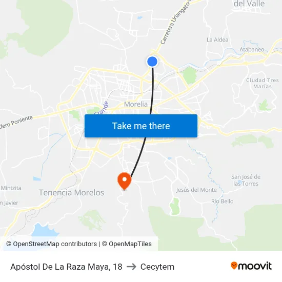 Apóstol De La Raza Maya, 18 to Cecytem map