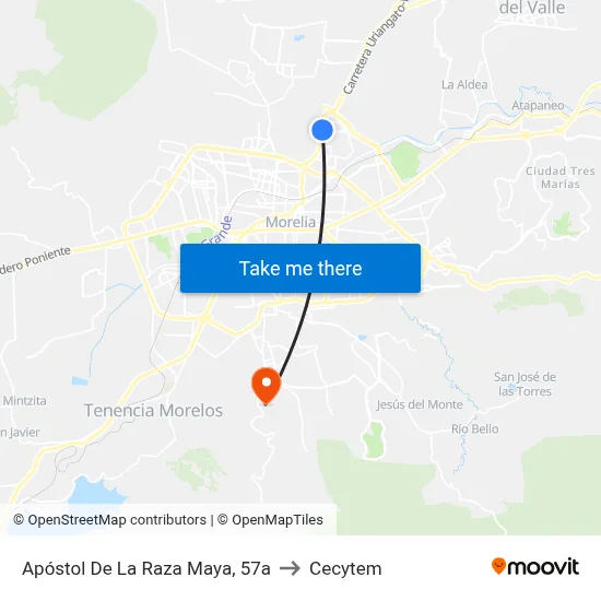 Apóstol De La Raza Maya, 57a to Cecytem map