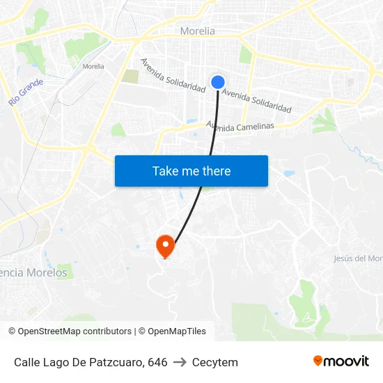 Calle Lago De Patzcuaro, 646 to Cecytem map