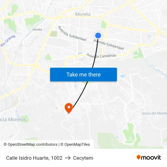 Calle Isidro Huarte, 1002 to Cecytem map