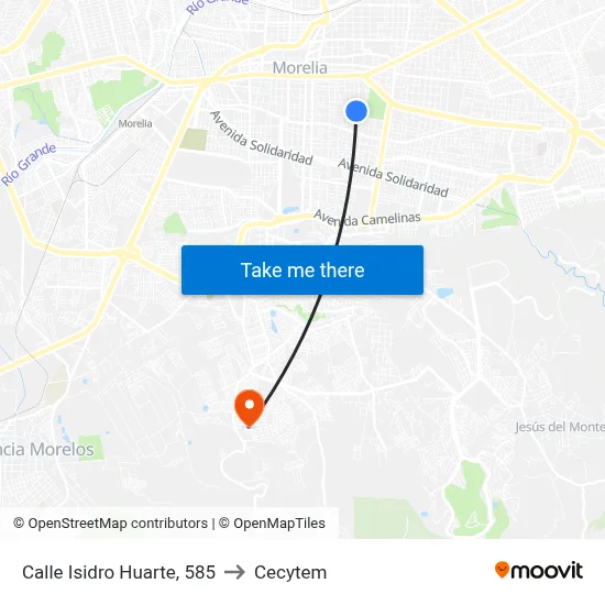 Calle Isidro Huarte, 585 to Cecytem map