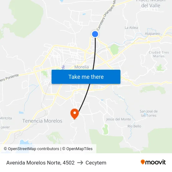 Avenida Morelos Norte, 4502 to Cecytem map