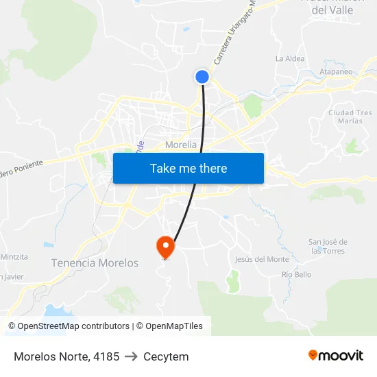 Morelos Norte, 4185 to Cecytem map