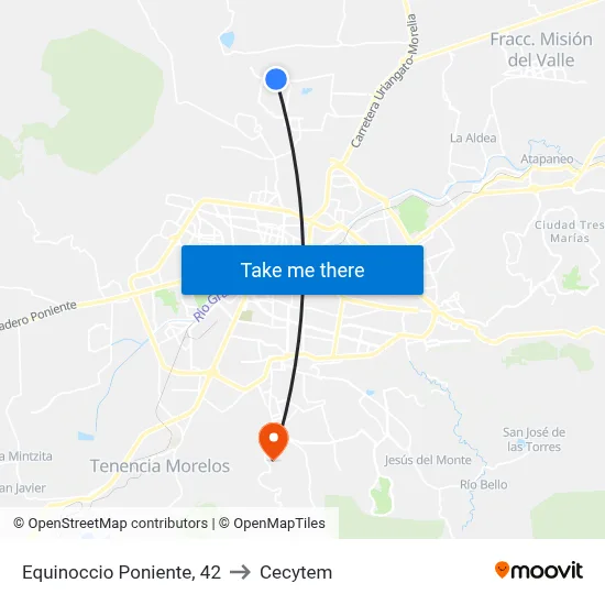 Equinoccio Poniente, 42 to Cecytem map