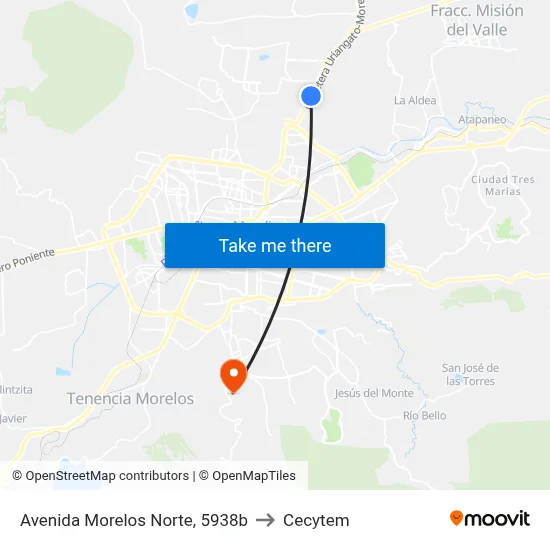 Avenida Morelos Norte, 5938b to Cecytem map