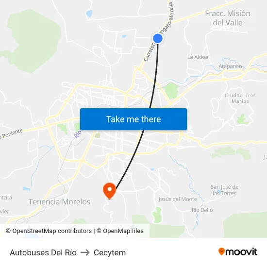 Autobuses Del Río to Cecytem map