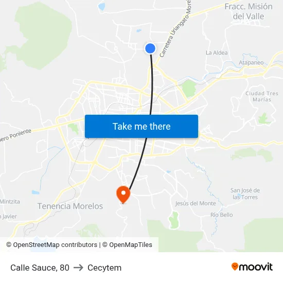 Calle Sauce, 80 to Cecytem map