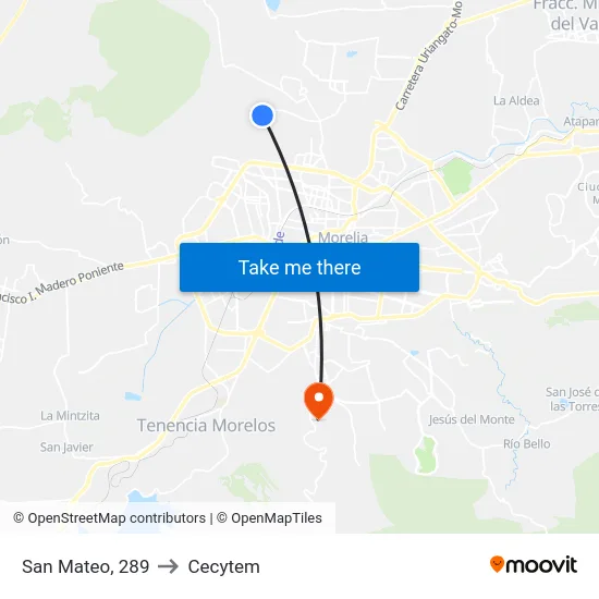 San Mateo, 289 to Cecytem map