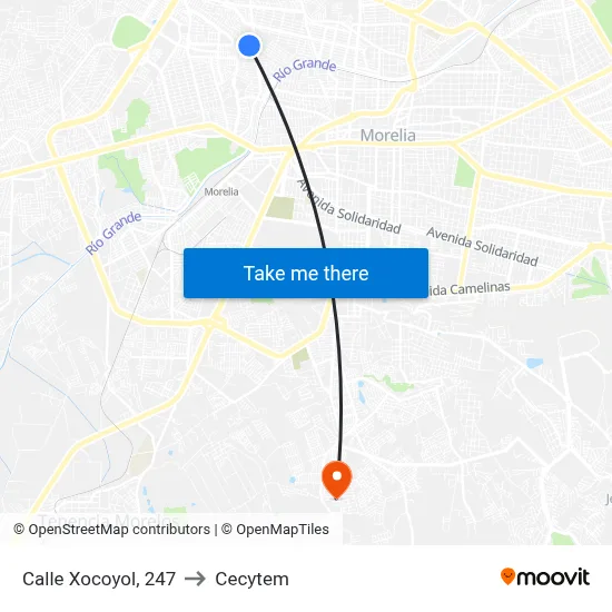Calle Xocoyol, 247 to Cecytem map