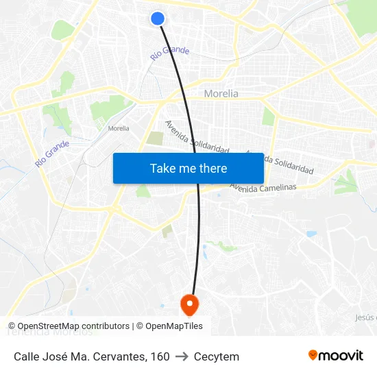 Calle José Ma. Cervantes, 160 to Cecytem map