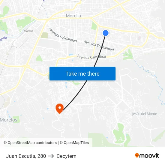 Juan Escutia, 280 to Cecytem map