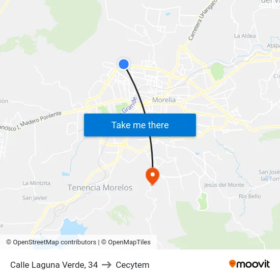 Calle Laguna Verde, 34 to Cecytem map