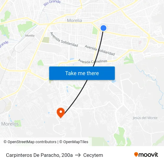 Carpinteros De Paracho, 200a to Cecytem map