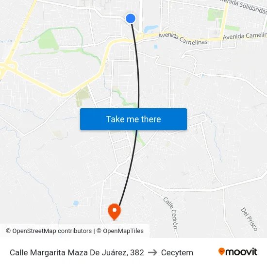 Calle Margarita Maza De Juárez, 382 to Cecytem map