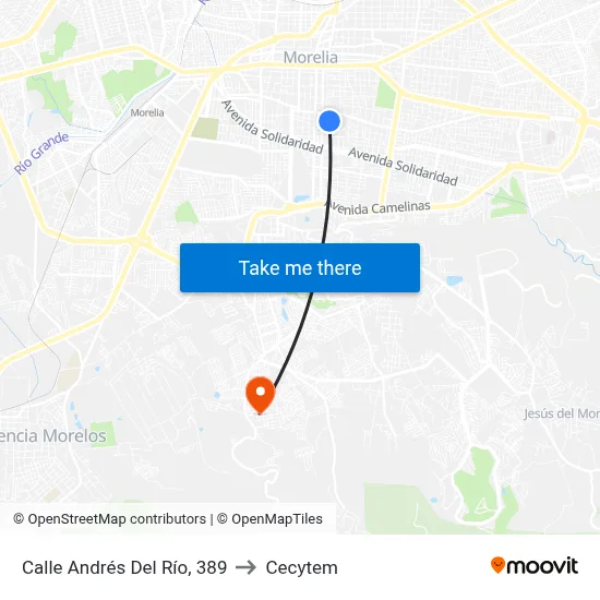 Calle Andrés Del Río, 389 to Cecytem map