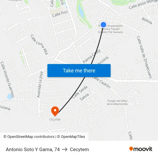 Antonio Soto Y Gama, 74 to Cecytem map