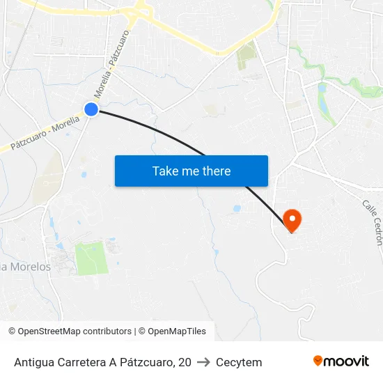 Antigua Carretera A Pátzcuaro, 20 to Cecytem map