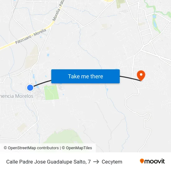 Calle Padre Jose Guadalupe Salto, 7 to Cecytem map