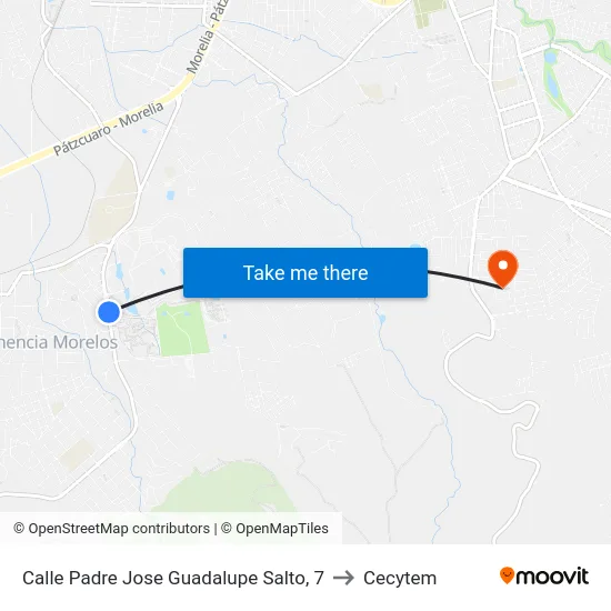 Calle Padre Jose Guadalupe Salto, 7 to Cecytem map