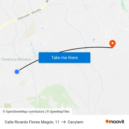 Calle Ricardo Flores Magón, 11 to Cecytem map
