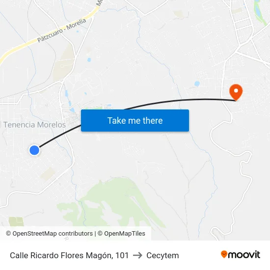 Calle Ricardo Flores Magón, 101 to Cecytem map