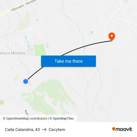 Calle Calandria, 43 to Cecytem map