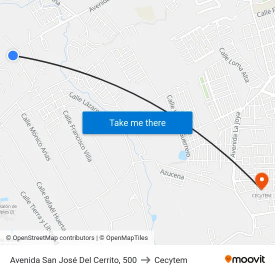 Avenida San José Del Cerrito, 500 to Cecytem map