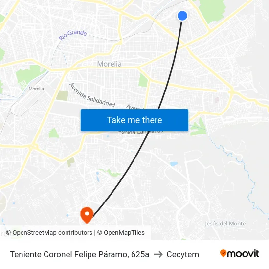 Teniente Coronel Felipe Páramo, 625a to Cecytem map