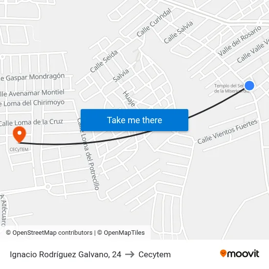 Ignacio Rodríguez Galvano, 24 to Cecytem map