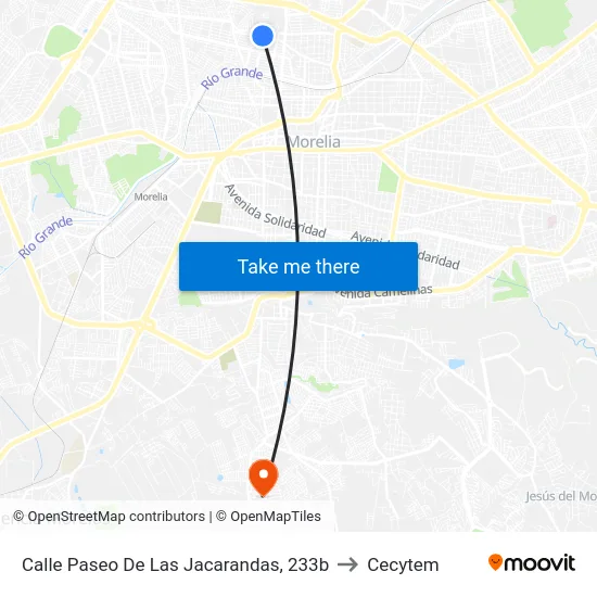 Calle Paseo De Las Jacarandas, 233b to Cecytem map