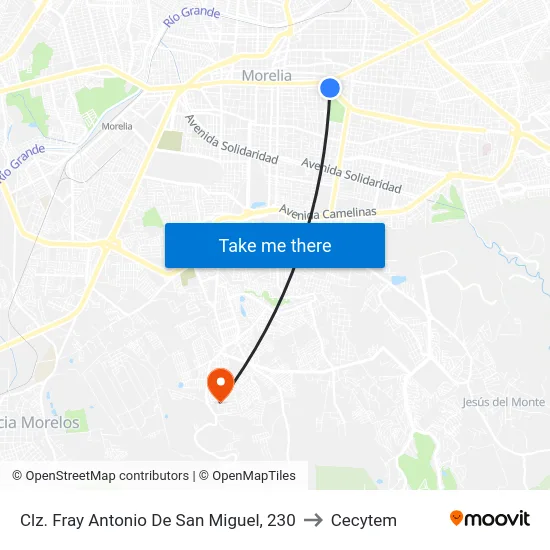 Clz. Fray Antonio De San Miguel, 230 to Cecytem map